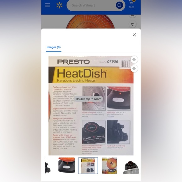 Presto Heat Dish Plus Parabolic Electric Heater, Black and Silver - Picture 7 of 8